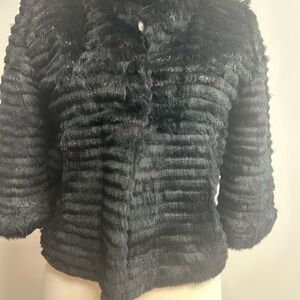 Fabulous Furs Black Faux Fur Jacket